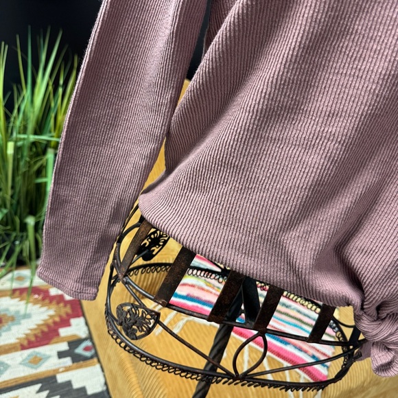 Madewell | Texture & Thread | mauve ribbed long sleeve top | XS - Picture 5 of 6